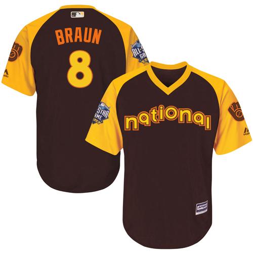 Brewers #8 Ryan Braun Brown 2016 All-Star National League Stitched Youth MLB Jersey - Click Image to Close